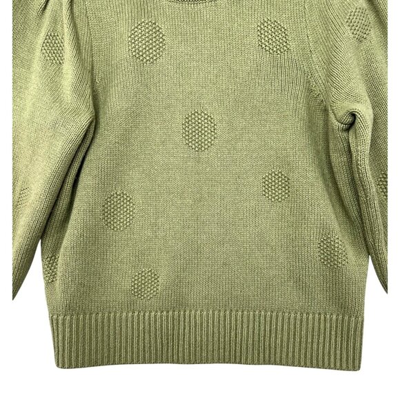 Madewell Dotted Eaton Olive Green Puff-Sleeve Pullover Sweater Medium - Picture 7 of 14